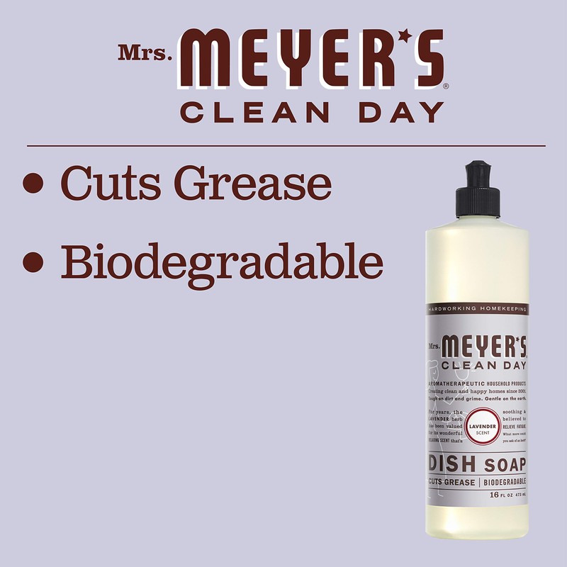 MRS. MEYER'S CLEAN DAY Liquid Dish Soap, Lavender Scent, 16