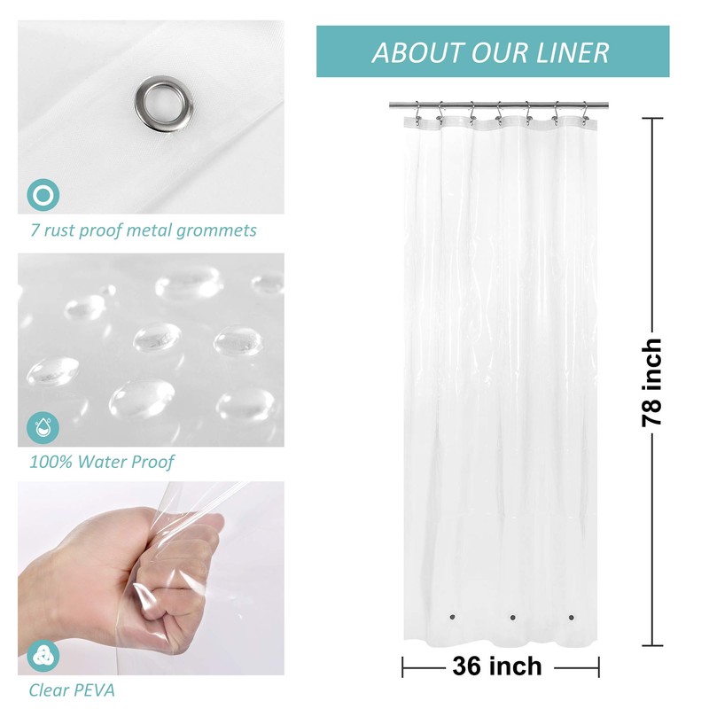 Mrs Awesome 36x78 Small Stall Shower Curtain Liner with 3