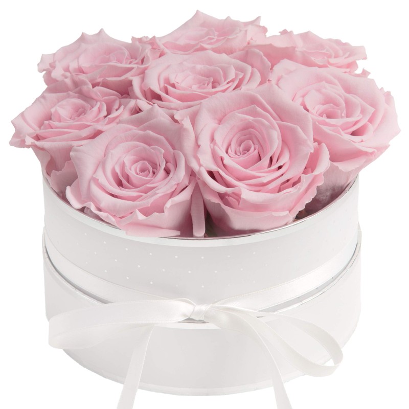 Rose Box Pink Round Infinity Roses - Flower Box 8