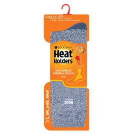 HEAT HOLDERS Lite - Ladies Thin Winter Thermal Socks in 10+ colours 4-8 UK (4-8, Denim/Cream)