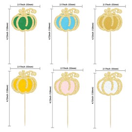 24 piezas de adornos de calabaza, decoración de calabaza, decoración de tartas, decoración de tartas, decoración de calabaza, baby shower, fiesta de cumpleaños, multicolor