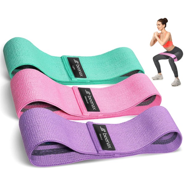 Beenax Fabric Resistance Bands (Set of 3), Long/Short Exercise Bands