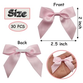 Dorothy 30 Pcs Mini Pink Ribbon Bows 2" Self Adhesive Premade Satin Bows for Craft DIY Gift Wrapping Treat Bags Wedding Baby Shower Birthday Party Decorations