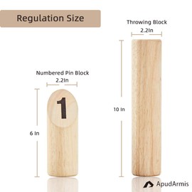 ApudArmis Wooden Tossing Game Set, Numbered Block Toss Games Set with Scoreboard & Carrying Case - Outdoor Lawn Backyard Beach Game for Adults Family