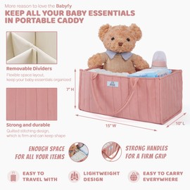 Babyfy Diaper Caddy Organizer, Stylish Nursery Storage Basket for Newborn Essentials. Perfect Baby Shower Set, Fitting Seamlessly into Diaper Stations and must-have for parenting journey (Blush Pink)