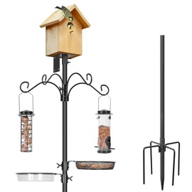 ERYTLLY Bird House Pole Mount Kit 80 Inch 2 Pair Hooks Multi Feeders Bird Bath Feeder Tray - Heavy Duty Adjustable Bluebird Feeder Support Rod Stand Set for Outside, Yard, Garden