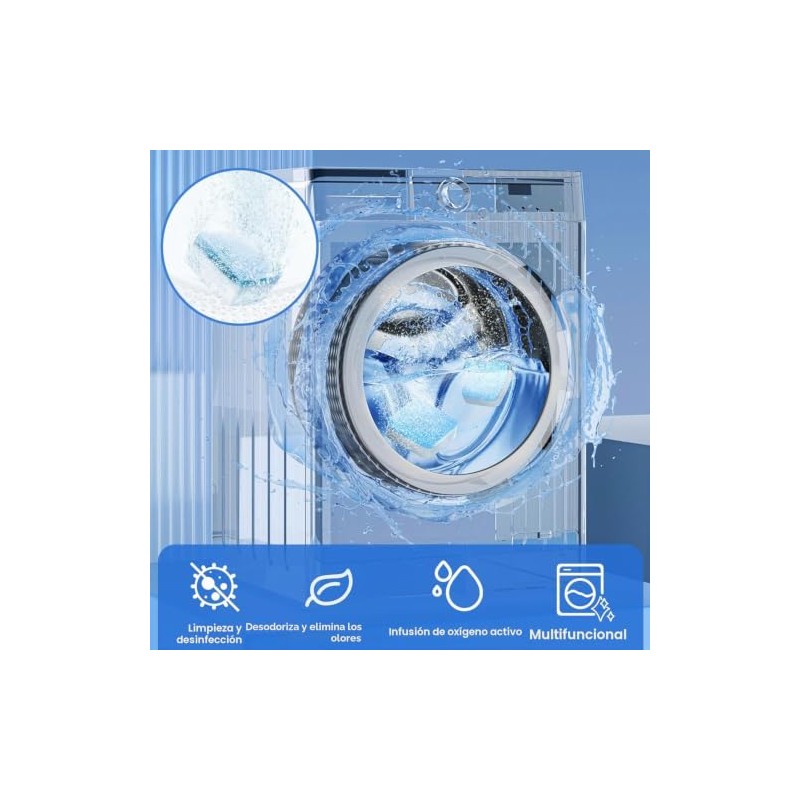 24 Pack Efervescentes Limpiador Tabletas Lavadora, JASUVII Detergente desincrustante para