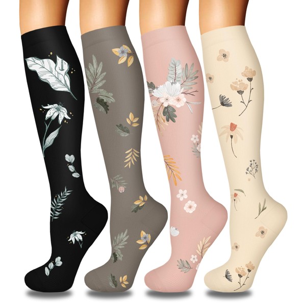 Iseasoo 4 Pairs Compression Socks for Women Circulation-Best Support for
