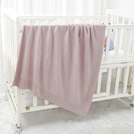 mimixiong Baby Blanket 100% Cotton Knit Baby Blankets Baby Gifts Baby Essentials for Newborn, 100 x 80 cm Baby Purple