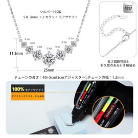 KRKC Women's Smile Pendant, Moissanite Necklace, Total 1.7/2.8/5.0 CT; S925 Metal Hypoallergenic, Simple Smile Line, Women's Jewelry, Present, Birthday, Girlfriend, Mother's Day Gift, Length 17.7