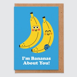 STUDIO BOKETTO Birthday Card Girlfriend Im Bananas for You Funny Anniversary Card Rude Card Pun Banana Funny Birthday Card Valentines for Her Wife Kawaii Valentines Card,white