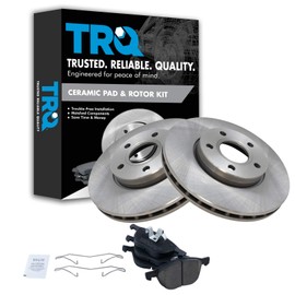 TRQ Front Brake Pad & Rotor Kit Brake Pads Brake Rotor Ceramic Compatible with 2013-2018 Ford C-Max 2012-2018 Focus 2012-2013 Volvo C30