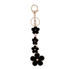 Giftale Women's Flower Bag Charms Enameled Keychain Purse Accessories, Black, Large