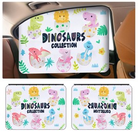 OFF WE GO Sun Protection Car Baby with UV Protection Universal Sun Visor Side Window Curtain Pack of 2 Car Window Sun Protection for Children Pets Privacy Screen Car Window Blackout, Dinosaur
