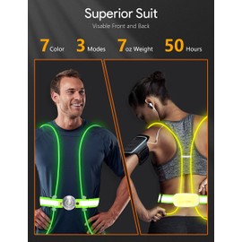 Olook LED Running Vest |Rechargeable Reflective Vest for Women Men | Safety Gear | High Visibility Vest for Night Running Jogging Cycling Walking, Green M