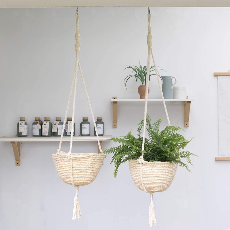 Natural Hanging Seagrass Plant Baskets Dural Layer Flower Planting Basket
