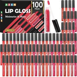 AZEN Paquete de 100 brillos de labios a granel, brillo de labios brillante para mujeres y niñas con ricos colores variados