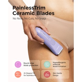 Bikini Trimmer for Women, Pubic Hair Trimmer Shaver for Women -Waterproof Hair Shaver Razors, LADYSPOT™ Shaving Sets,with 3 Guards,Replaceable Hypoallergenic Ceramic Blade,Wet/Dry(Purple)