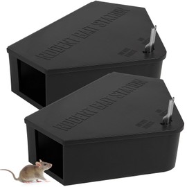 2 Pack Rat Station Box with Keys, Rodent Station Keeps Rats Away, Keeps Children and Pets Safe, Key Unlocking, Reusable & Long-Lasting, Indoor & Outdoor