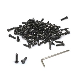 iexcell 100 Pcs M2.5 x 10mm Thread Pitch 0.45 mm Alloy Steel 10.9 Grade Hex Socket Button Head Cap Screws Bolts Kit, Black Oxide Finish