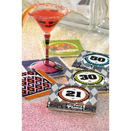 Cypress Home Square Clear Acrylic Cocktail Coaster Napkin Holders, Set of 6 - Coasters Only, Napkins Sold Separately -  5”L x 5”W