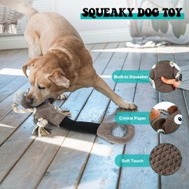 IOKHEIRA Dog Squeaky Toy for Large Dog, Interactive Tug of War Dog Plush Toys with Cotton Material & Crinkle Paper Tough Durable Dog Toys for Puppy Breed (Gray, Donkey)