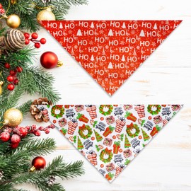 2 Pack Christmas Dog Bandana, Holiday Cat Bandana Flower and Christmas Tree for Small Medium Large Dogs Puppies Pets