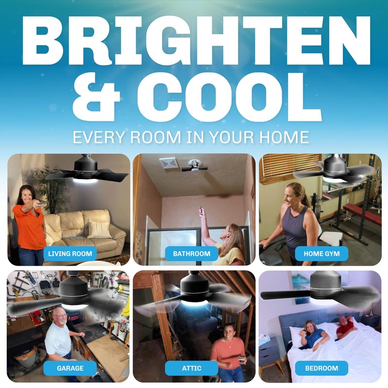 Bell+Howell Socket Breeze Socket Fan Light with Remote, Portable Small