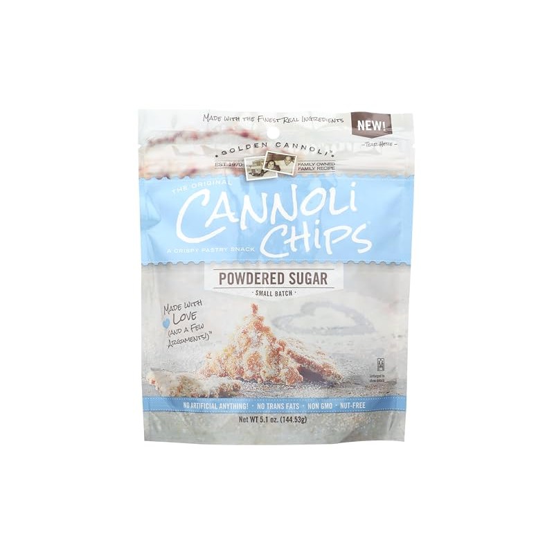 GOLDEN CANNOLI Golden Powdered Sugar Cannoli Chips, 5.1 Oz