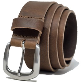Ashford Ridge Made in England 38mm Full Hide Leather Belt with Horse Shoe Buckle - Vintage Small