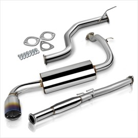 PM PERFORMOTOR 4.5" Burnt Tip Muffler Catback Exhaust Compatible with 88-91 Honda Civic Si 3-Dr Hatchback