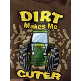 John Deere boys 3/6 Months brown/tan short sleeve one piece DIRT MAKES ME CUTER