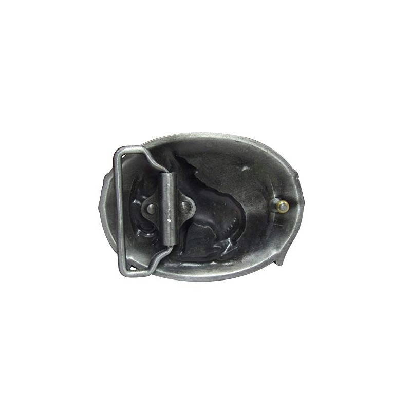 Unbekannt Howling Wolf Blue Background Belt Buckle Pewter, gray