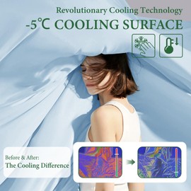 TEXARTIST Cooling Comforters King Size, Cooling Blanket for Hot Sleepers, Summer Cold Lightweight Breathable Soft Comforter to Stay Ice Cool for Night Sweats, Machine Washable, Blue (106"x90")