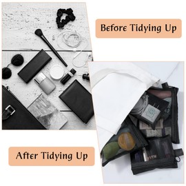 Nogeqi Pack of 4 Mesh Toiletry Bag Small Mesh Toiletry Bag Organiser Mesh Bags Mini Cosmetic Bag Make Up Bags Portable Travel Makeup Bag Black Mini Cosmetic Bag for Men and Women, black, Mesh Toiletry