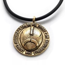 Forgiven Jewelry Phil 4:13 Football Necklace Gold (SP7G)