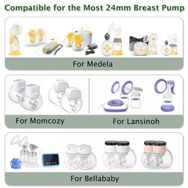 6PCS Flange Inserts 15mm Compatible with Momcozy S12 Pro/S9 Pro/S9/S10/S12/Spectra/Medela/Bellababy/Lansinoh/TSRETE/Willow 24mm Breast Pump,Reduce 25mm Tunnel Down to Correct Size
