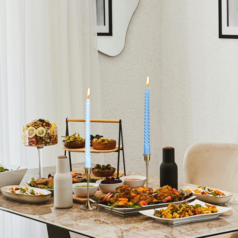 10 Inch Gradient Blue Spiral Taper Candle Set, 10 Pack