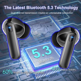 Wireless Earbuds, Wireless Headphones Bluetooth 5.3 with 4 ENC Noise Cancelling Mic, 40Hrs Bluetooth Earphones, 14.2mm Drivers In Ear Earbuds, 2024 Deep Bass Stereo Ear Buds IP7 Waterproof/LED Display