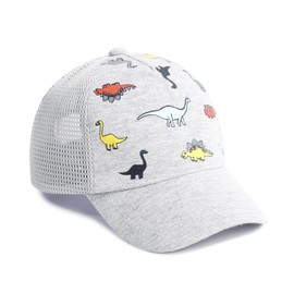 AQOKKA Toddler Baseball Hat with Mesh Adjustable Dinosaur Printed Trucker Hat Outdoor Beach Summer Infant Sun Cap for Kid Boy