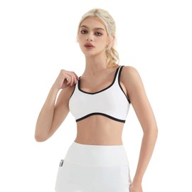 SUUKSESS Women Sweetheart Neckline Sports Bra Padded Workout Yoga Crop Top White