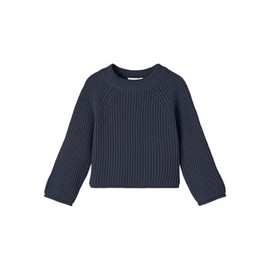NAME IT Girls' Nmfvenja LS Loose Short Knit Jumper, Dark Sapphire