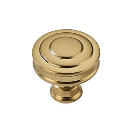 khtumeware 10 Pack 1-1/4 Inch(32mm) Brushed Brass Round Cabinet Knobs Heavy Duty Solid Warm Brass Cabinet Knobs Kitchen Brushed Gold Cabinet Hardware for Cupboard Drawer Handles