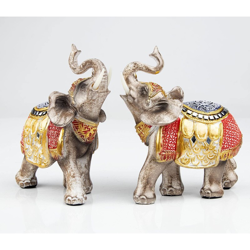 Wisifayardin Wealth Lucky Elephant Figurine with Trunk Up Elephant Statue