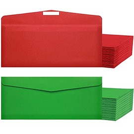 100 Pieces Christmas Envelopes Iridescent Paper Red and Green Envelopes with 200 Pieces Gold Foil Christmas Stickers, Christmas Themed Envelopes Envelopes Holiday Mailing Envelopes for Xmas Holidays