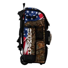 Boombah Superpack Hybrid Rolling Bat Bag - Wheeled & Backpack Version - USA Backwoods Black/White/Olive Drab