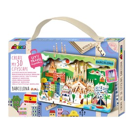 Avenir 6305081 3D Städte-Bastelset, Barcelona, Stadt Miniaturpuzzle, DIY Holzpuzzle, Deko-Geschenk für Erwachsene und Kinder ab 6 Jahren