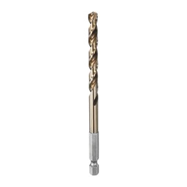 HARFINGTON 1/4" Hex Shank Drill Bit 1/4" Gold Oxide M35 High Speed Steel Twist Drill Bit 135 Degree Split Point Tip Drilling Tool with Quick Change Hex Shank for Metal Wood Plastic