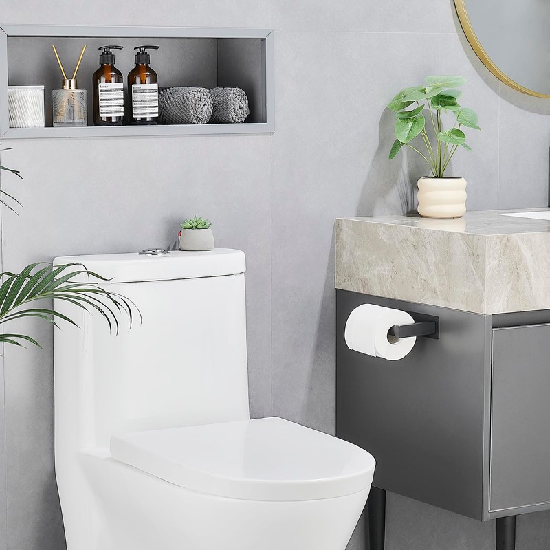 Pokim Matte Black Toilet Paper Holder,Self Adhesive or Screw Wall