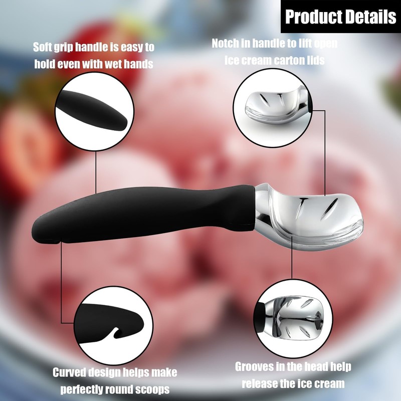 WEXFFU Ice Cream Scoop Stainless Steel Ice Cream Spoon Scoop